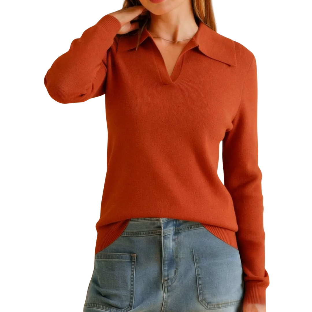 Vera | Classic Knit Polo Sweater