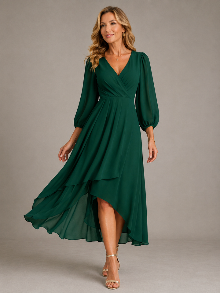 Mila | Elegant V-Neck Long Dress