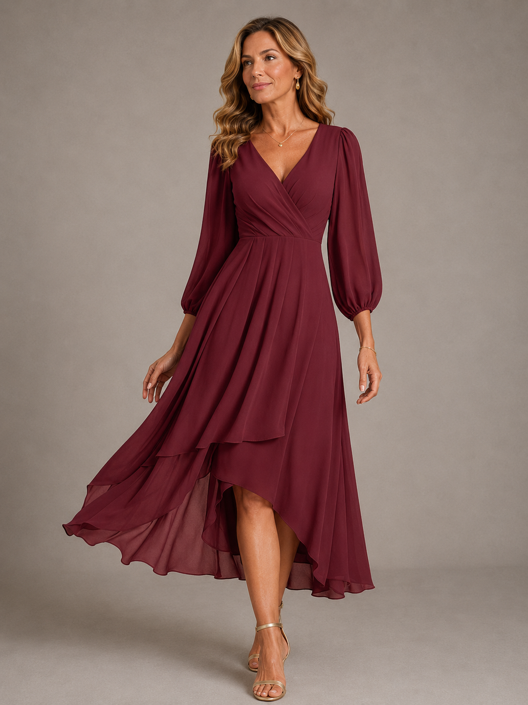 Mila | Elegant V-Neck Long Dress