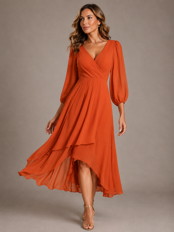 Mila | Elegant V-Neck Long Dress