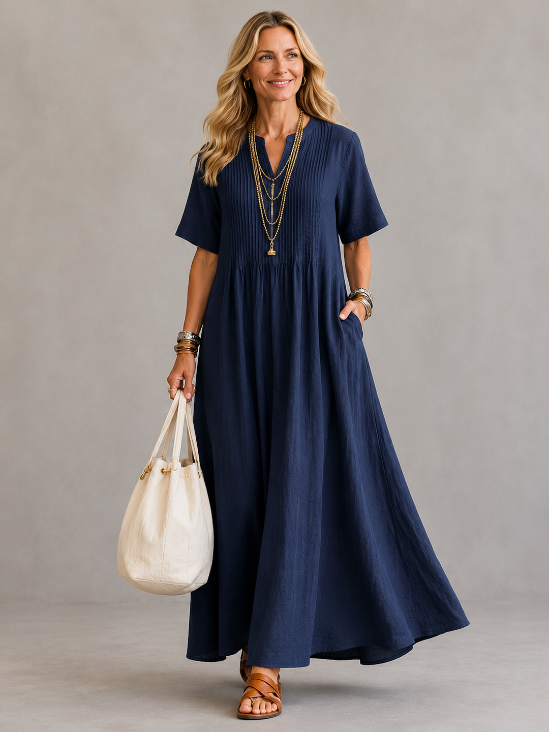 Nathalia | Pleated Maxi Dress