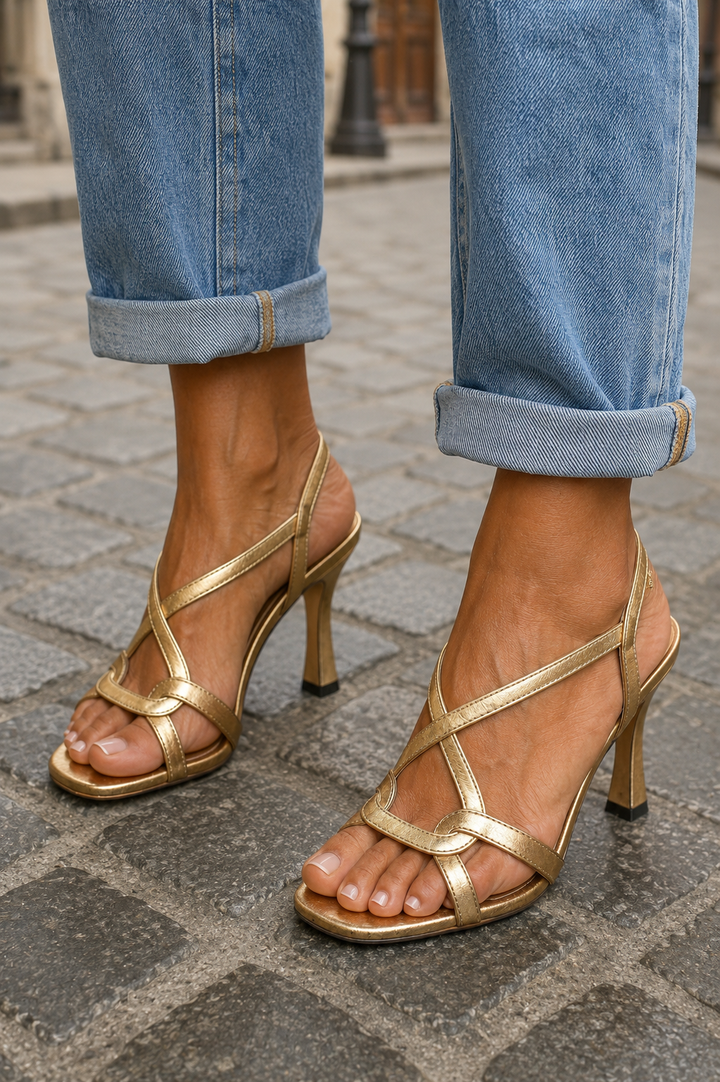 Cassie | Golden Heeled Summer Sandals