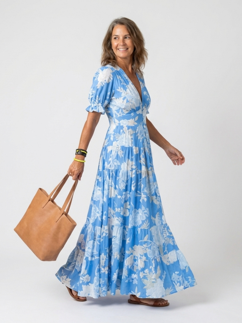 Yolandi | Floral V-Neck Midi Dress