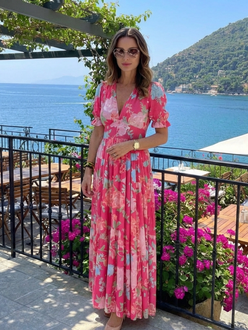 Yolandi | Floral V-Neck Midi Dress