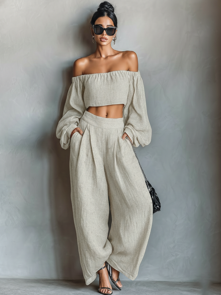 Corinne | Strapless Linen Set