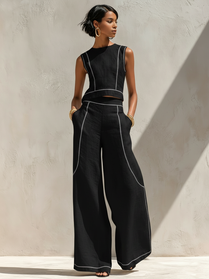 Mireille | Contrast Linen Set