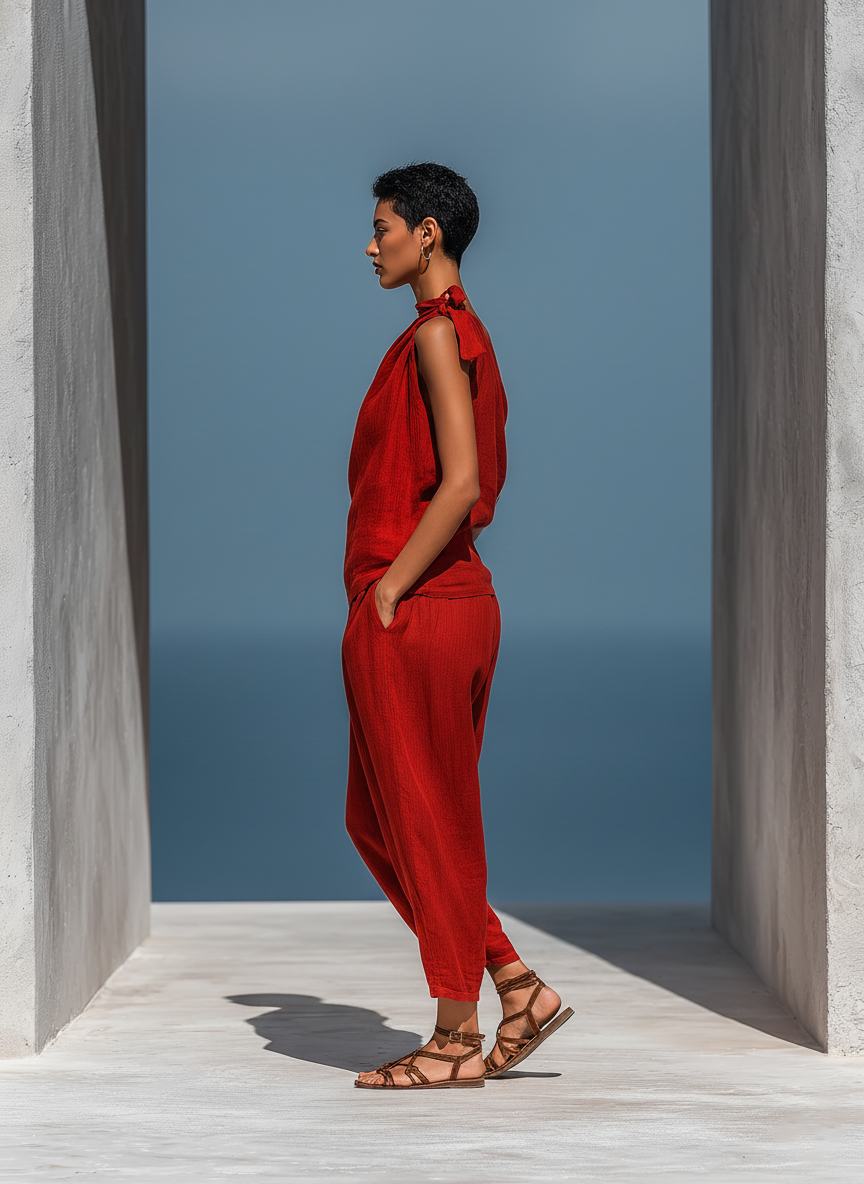Odile | Red Linen Set