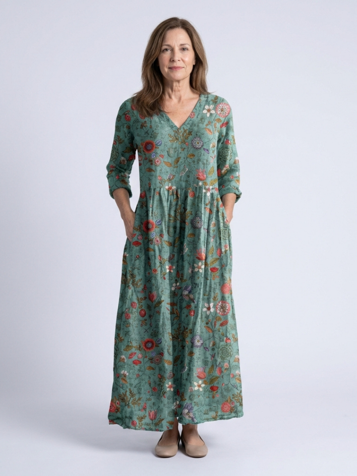 Marisca | Floral V-Neck Maxi Dress