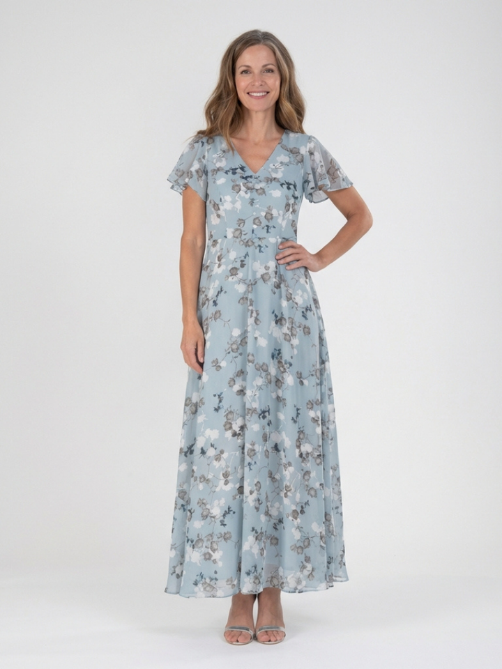 Ines | Floral Chiffon Maxi Dress
