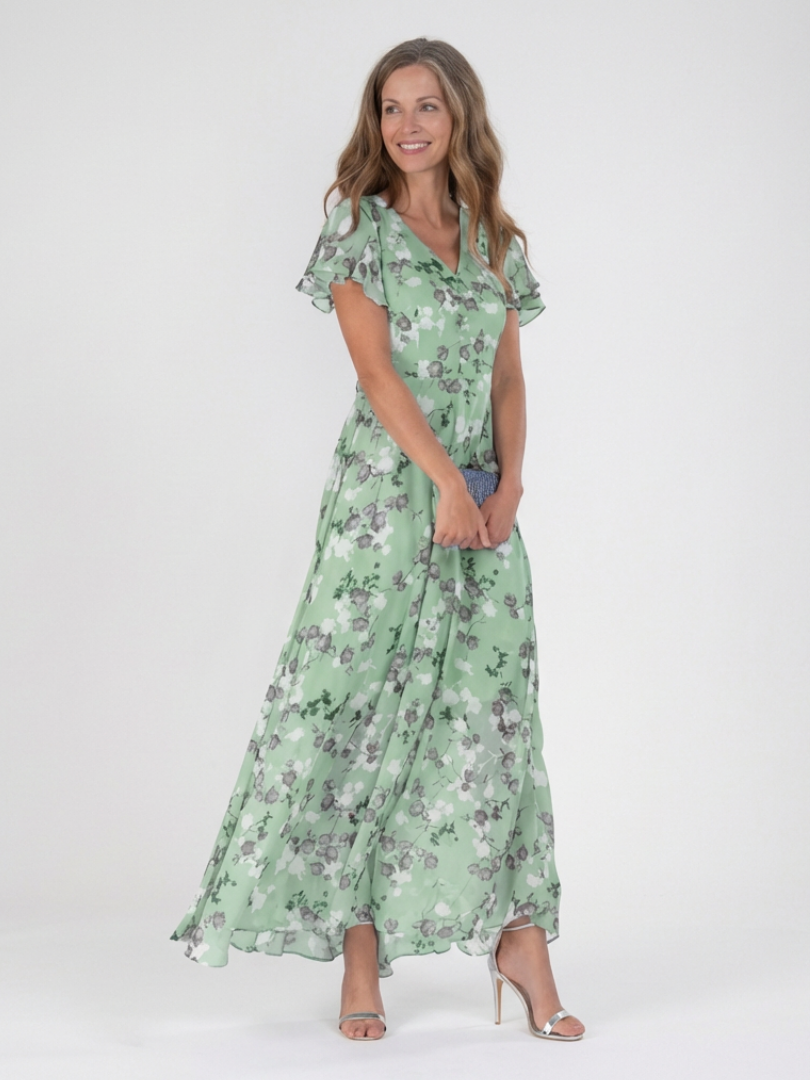 Ines | Floral Chiffon Maxi Dress