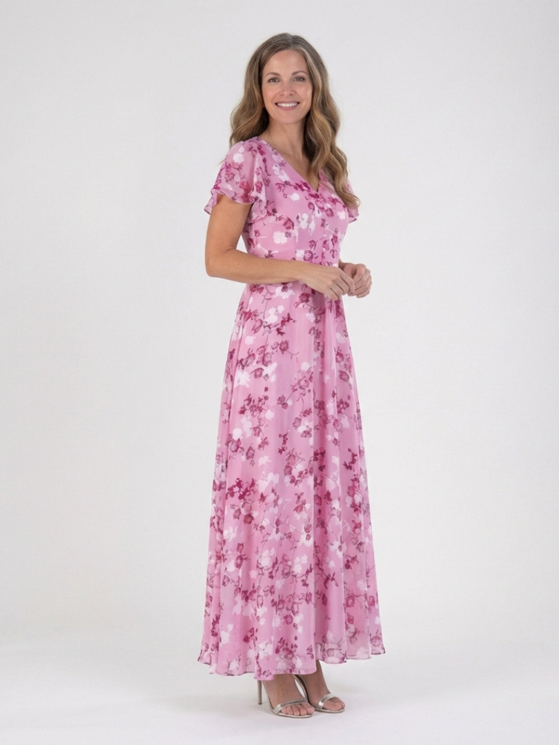 Ines | Floral Chiffon Maxi Dress