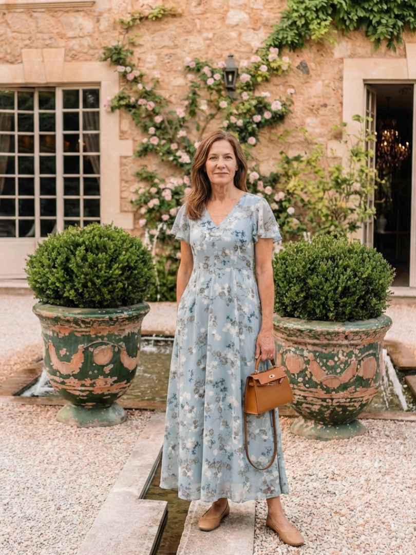 Ines | Floral Chiffon Maxi Dress