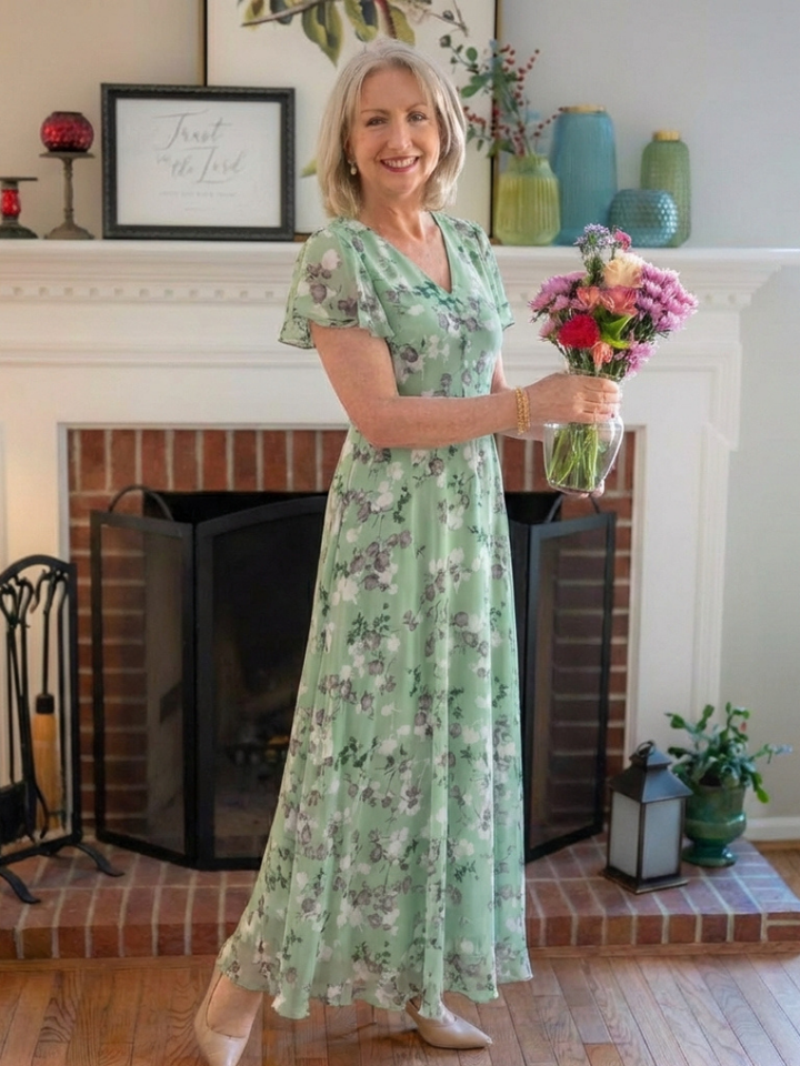 Ines | Floral Chiffon Maxi Dress