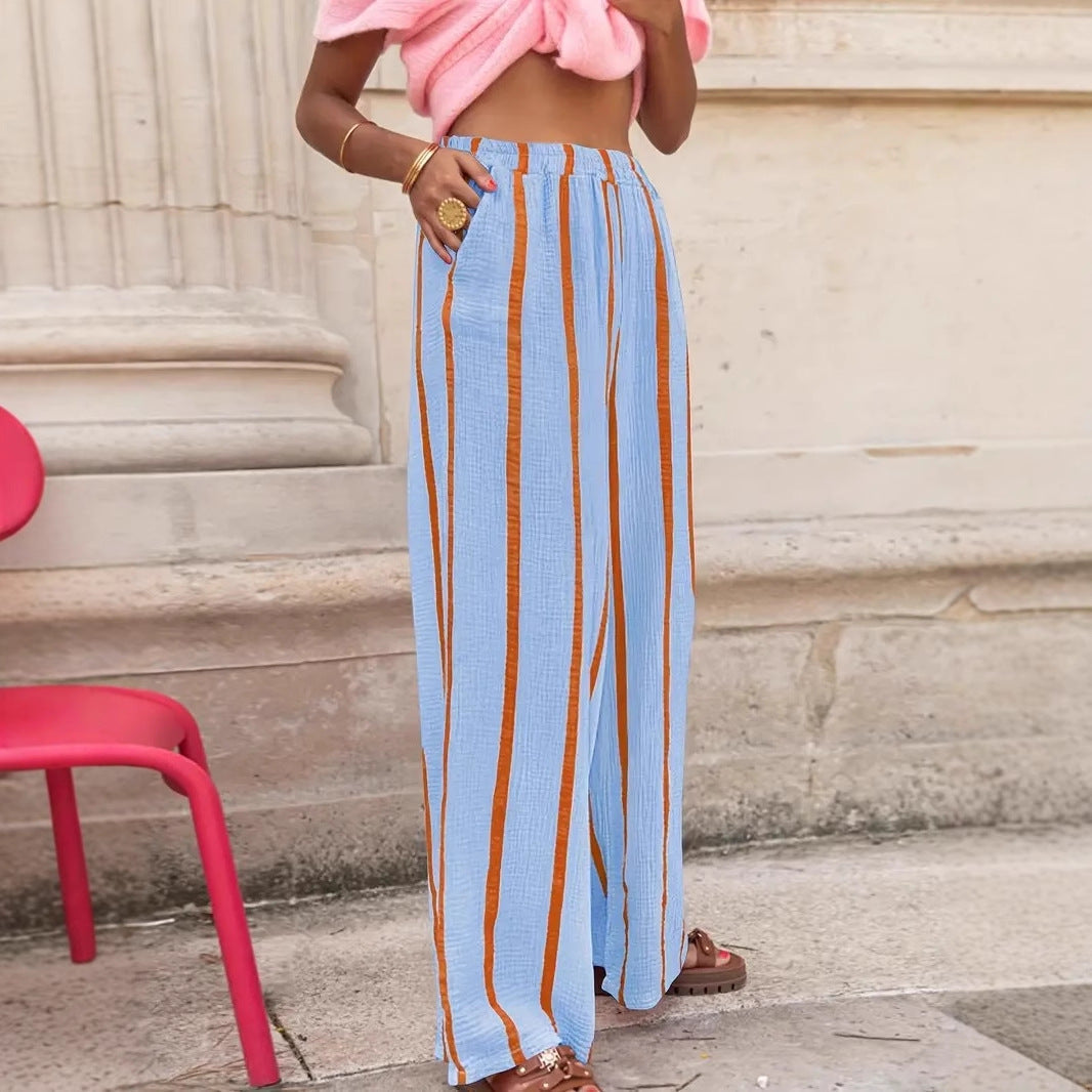 Rosalind | Striped Wide-Leg Lounge Trousers