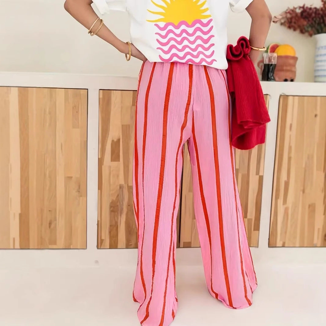 Rosalind | Striped Wide-Leg Lounge Trousers