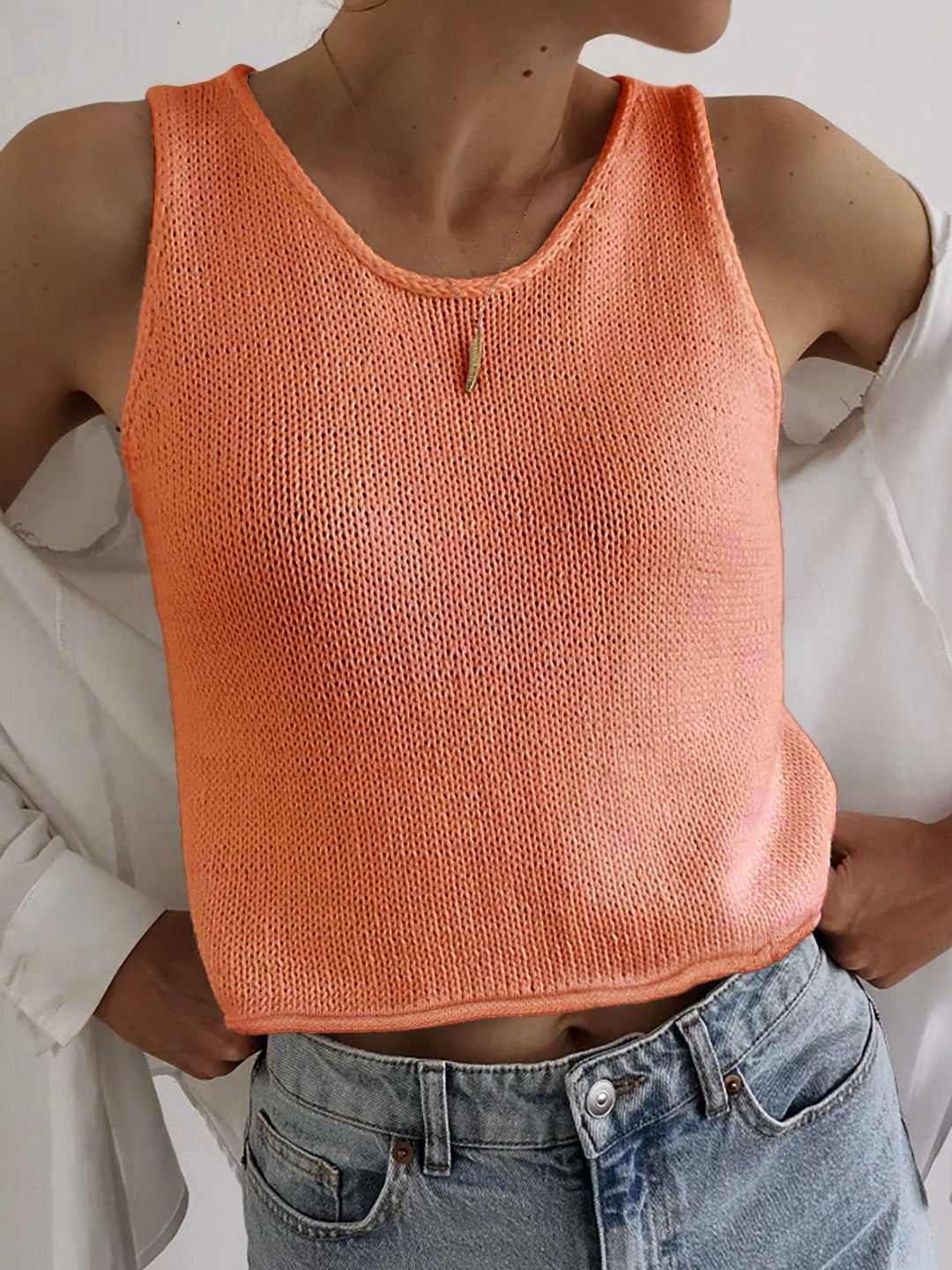 Harriet | Round-Neck Knit Vest Top