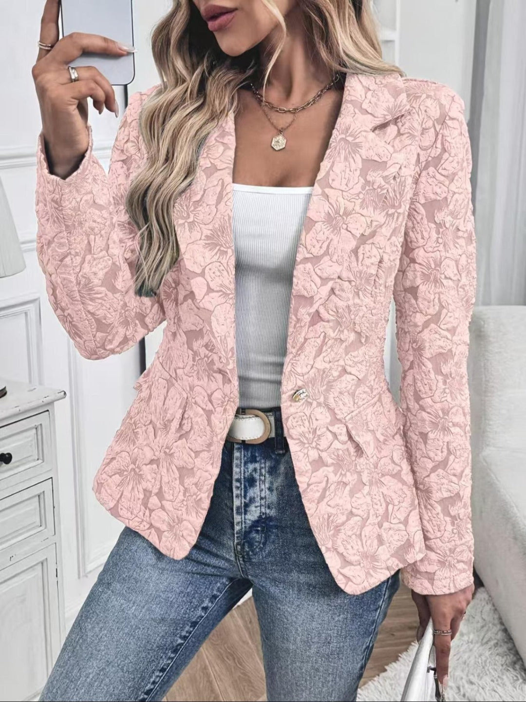 Georgiana | Paisley Jacquard Fitted Blazer