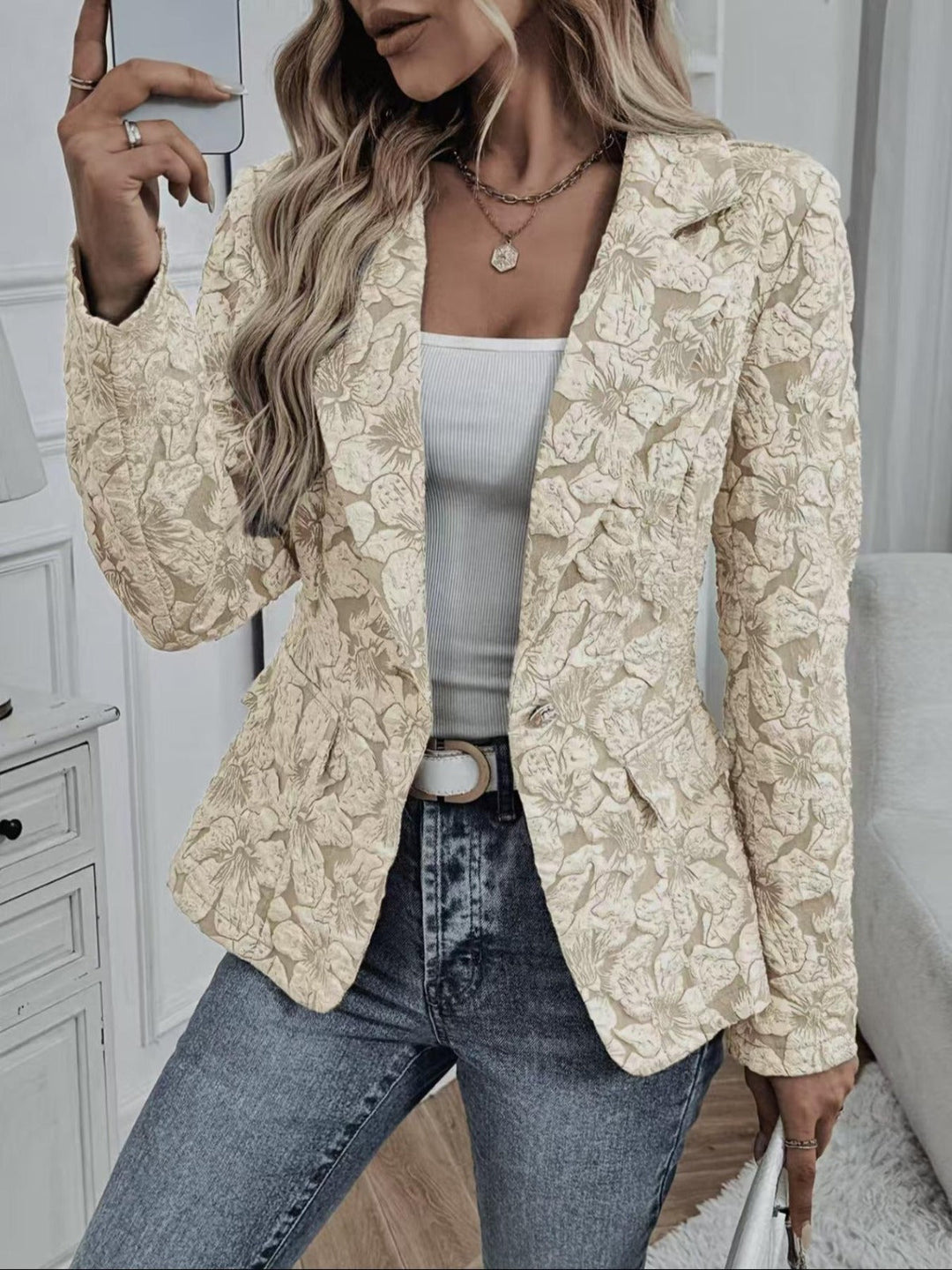 Georgiana | Paisley Jacquard Fitted Blazer