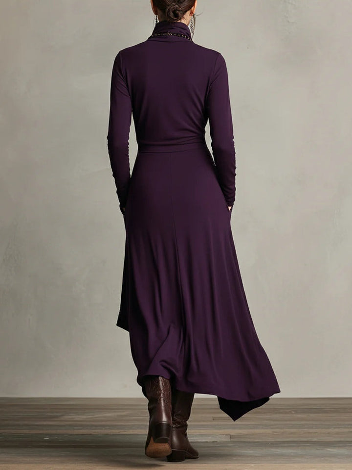 Katherine | Draped Turtleneck Maxi Dress