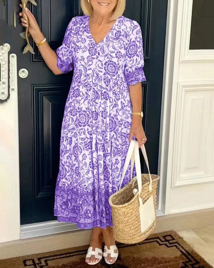 Kelsey | Graceful V-Neck Floral Dress
