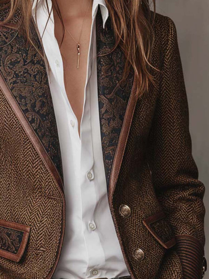Odalys | Herringbone Printed Panel Blazer