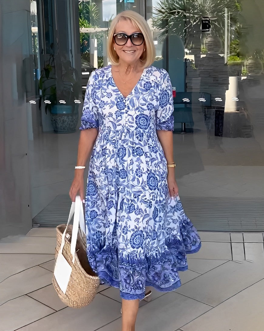 Kelsey | Graceful V-Neck Floral Dress