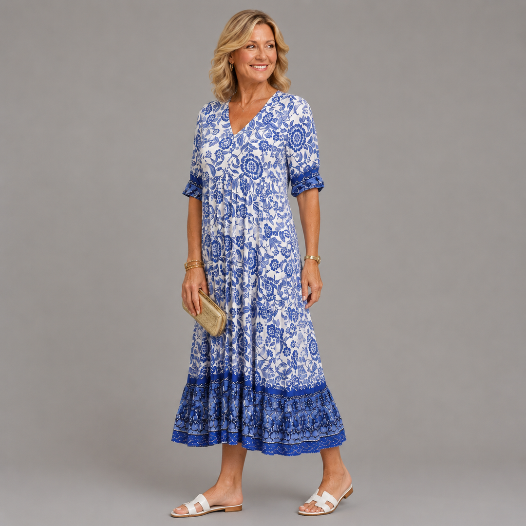 Kelsey | Graceful V-Neck Floral Dress