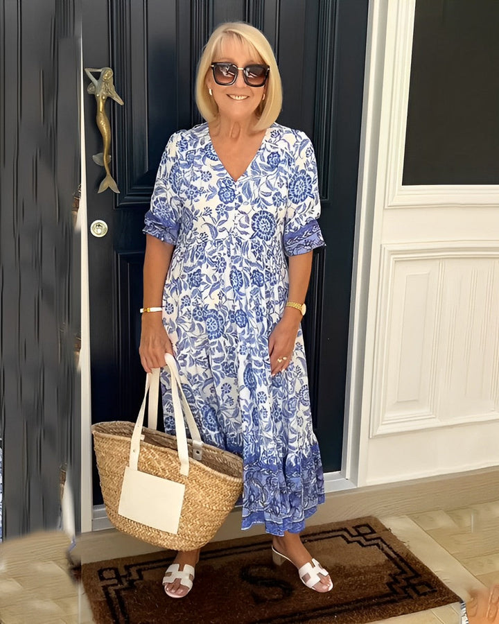 Kelsey | Graceful V-Neck Floral Dress