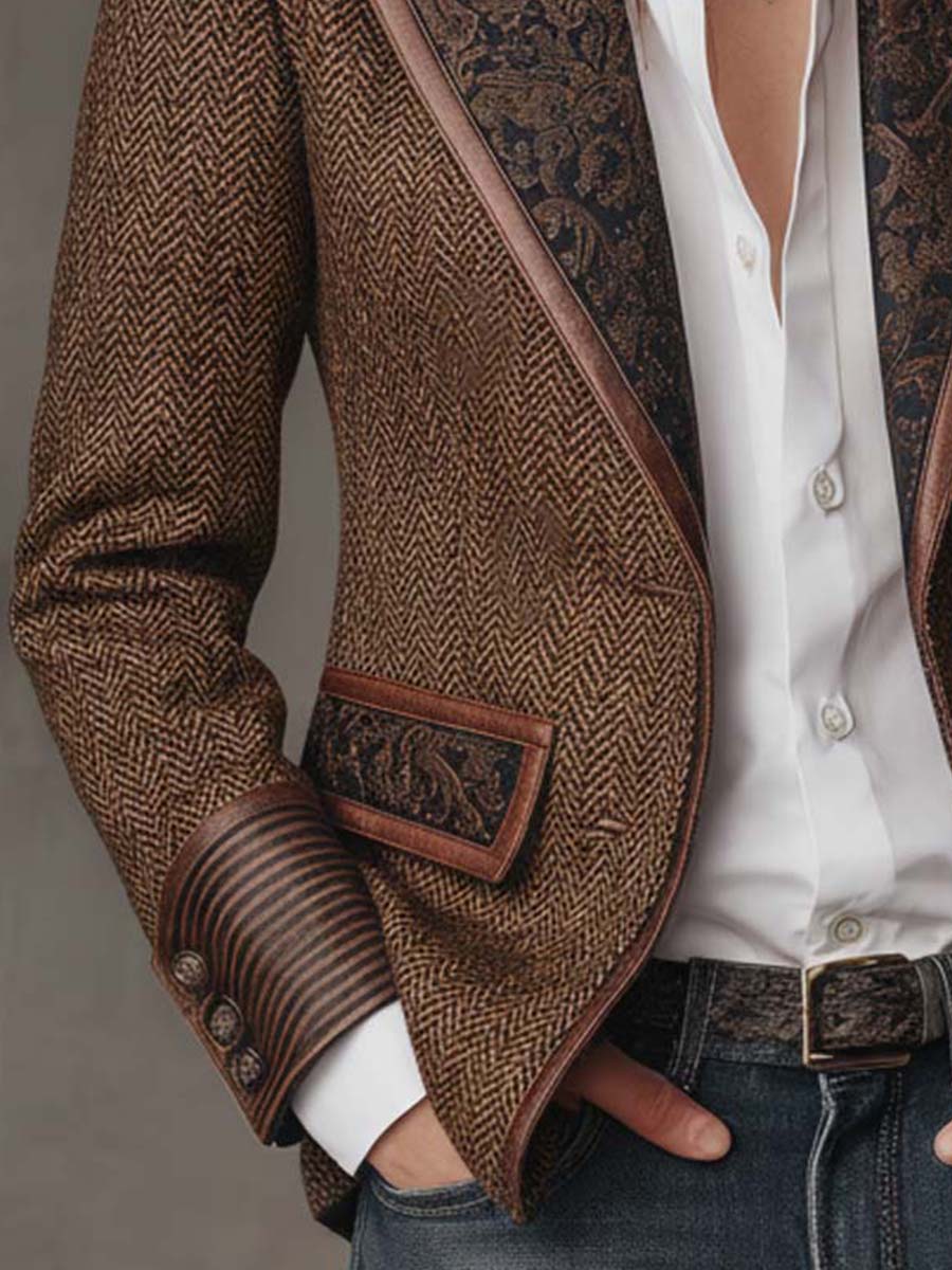 Odalys | Herringbone Printed Panel Blazer