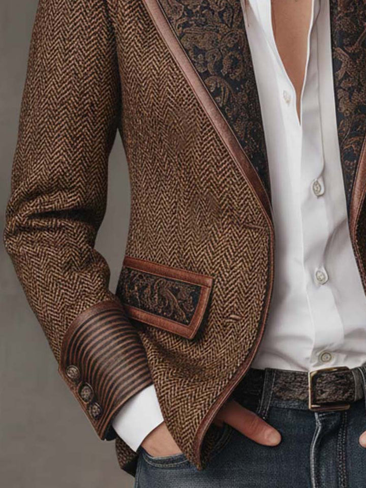 Odalys | Herringbone Printed Panel Blazer
