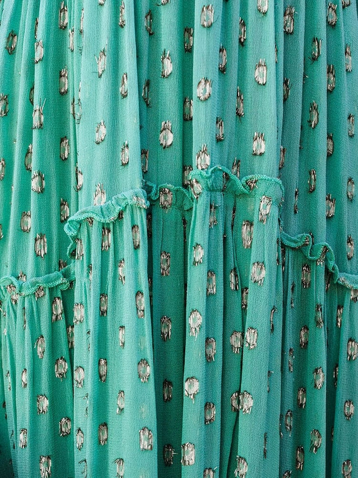 Daisy | Green V-Neck Print Maxi Dress