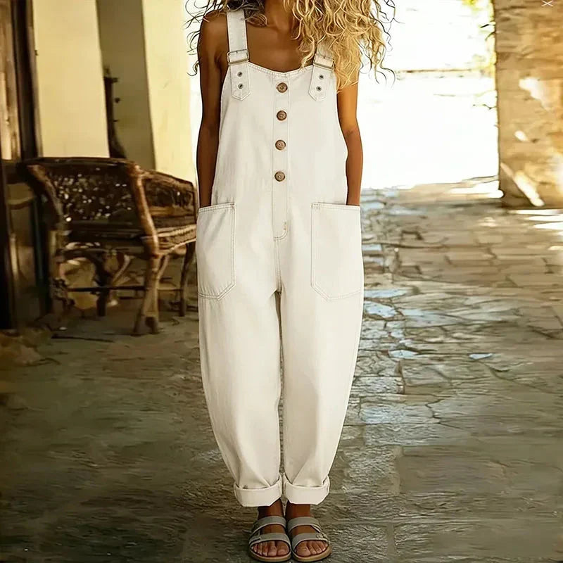 Estelle | Soft Denim Wide-Leg Overalls
