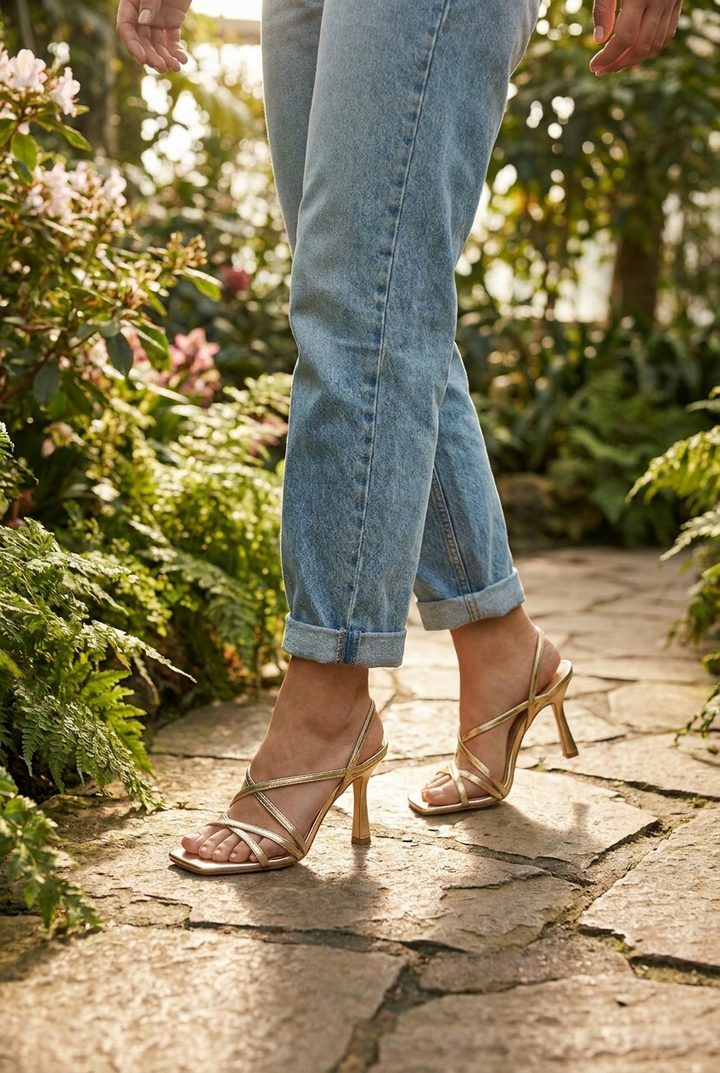 Cassie | Golden Heeled Summer Sandals