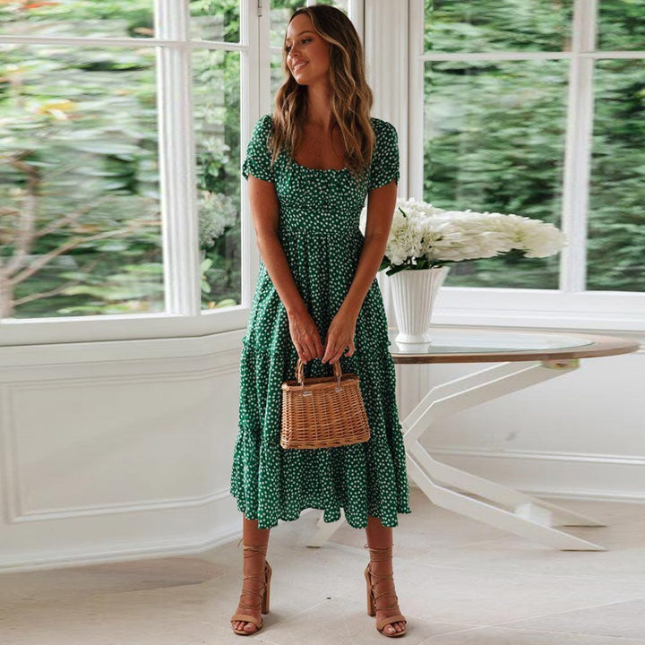 Lily | Bohemian Green Midi Dress