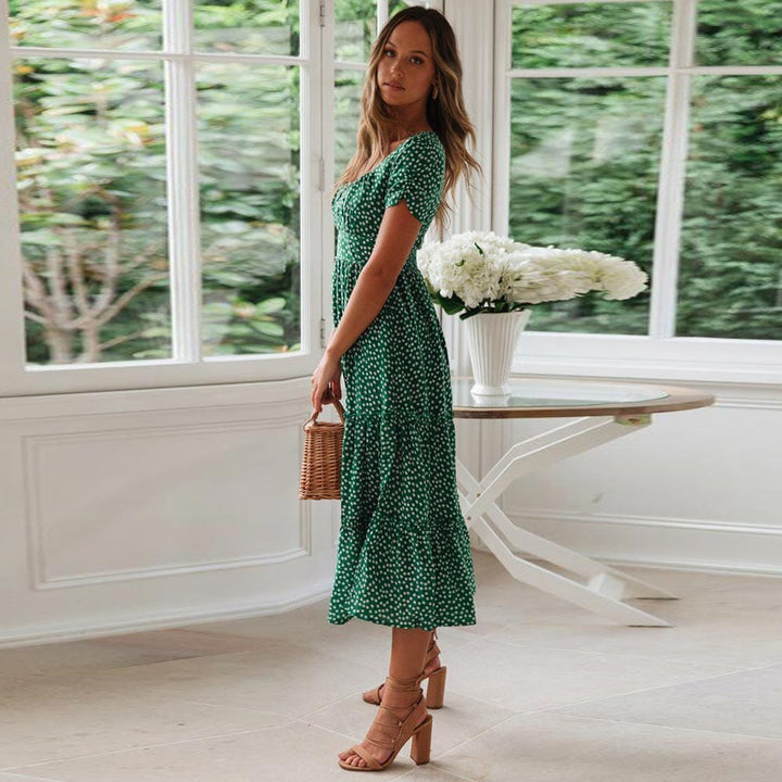 Lily | Bohemian Green Midi Dress